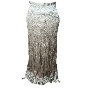 Soft Surroundings Silver Gray Crinkle Pleated Maxi Skirt Size M Boho